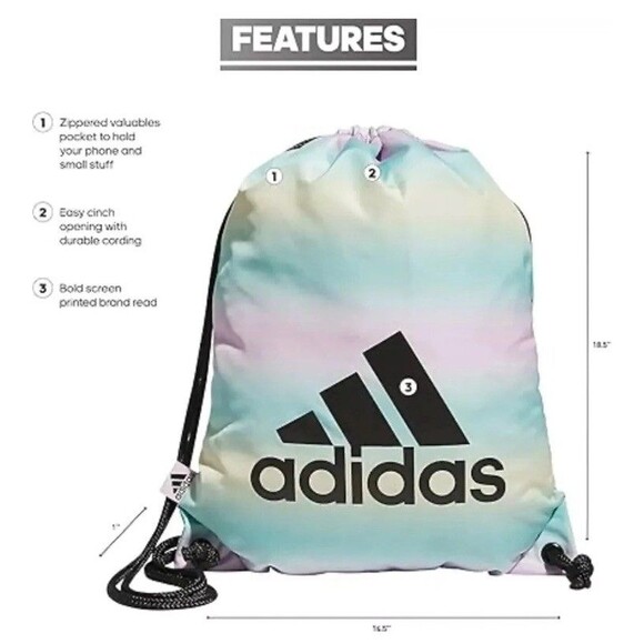 Adidas Ready SackPack Gradient Flash Aqua Black Pink Ombre Striped Bag - Picture 1 of 16